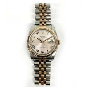Rolex Datejust 36mm Gold/Steel Fluted gold Bezel PINK ROMAN Dial Jubilee Bracelet 116231 - 2005