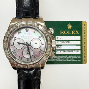 Rolex 116589BR Daytona White Gold Baguette Diamond Bezel