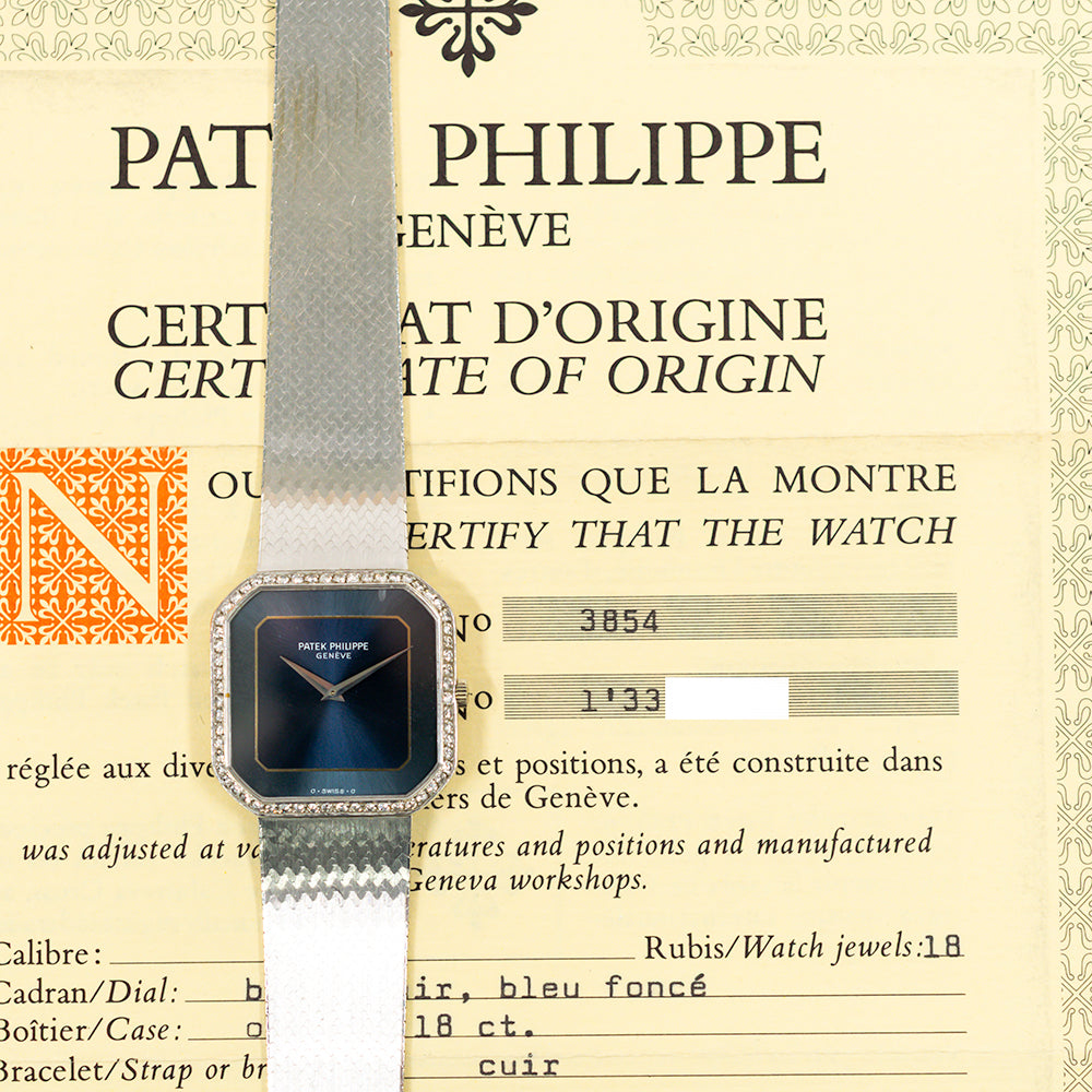 Patek Philippe 3854 Vintage Octagon 29mm x 29mm White Gold Diamond Bezel selfwinding