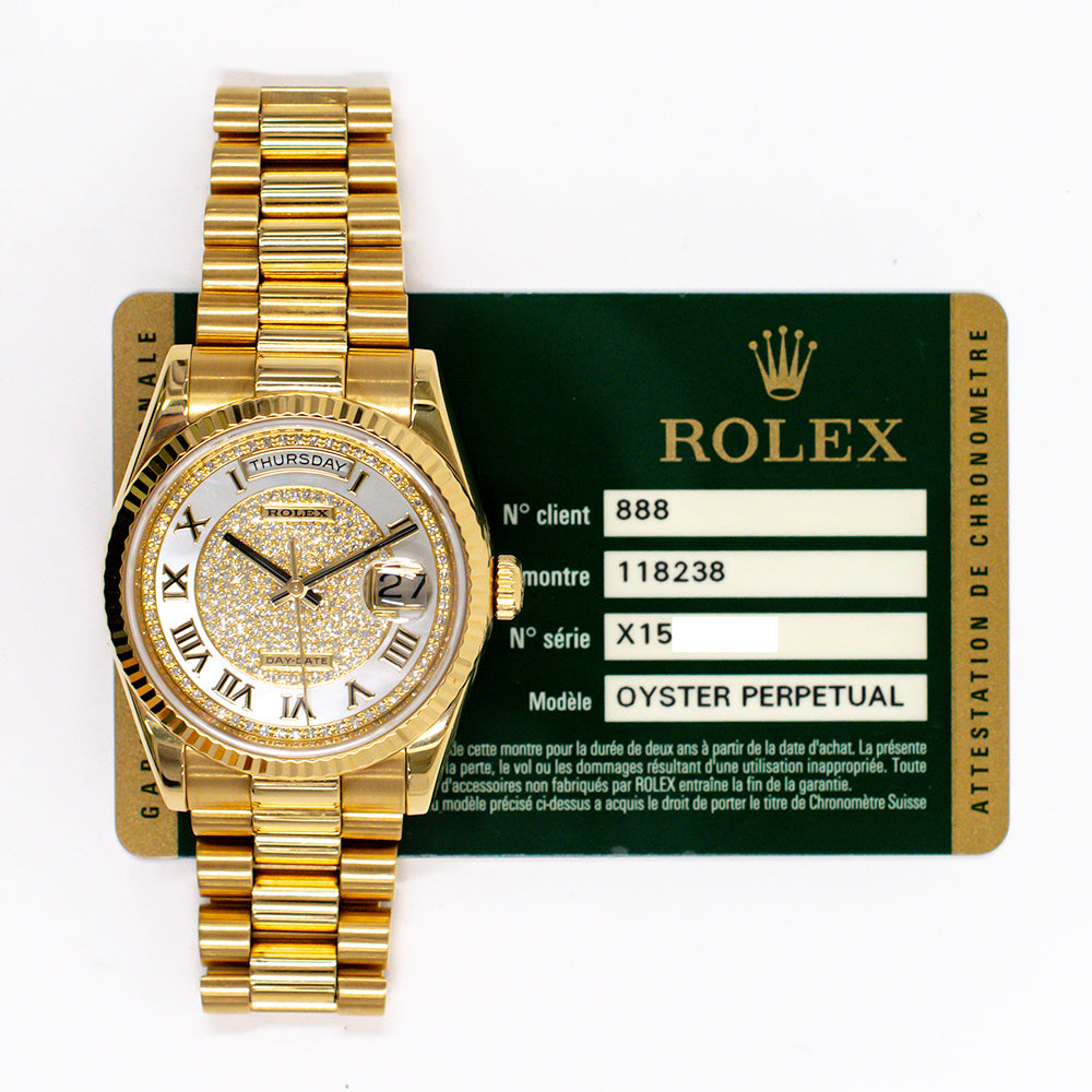 Rolex 118238NRZ Day-Date President 36mm Yellow Gold