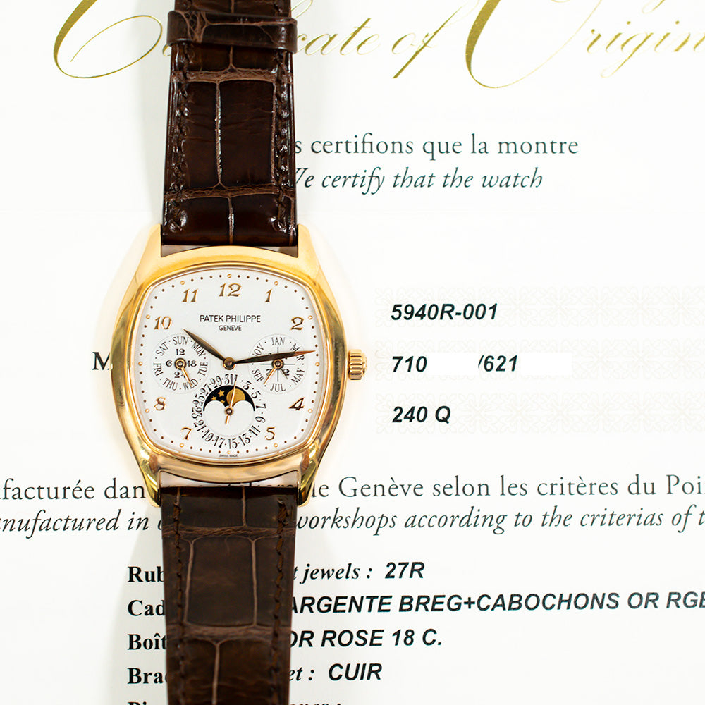 Patek Philippe 5940R-001 Perpetual Calendar 37mm x 44.6mm Tonneau Case Rose Gold Self-Winding