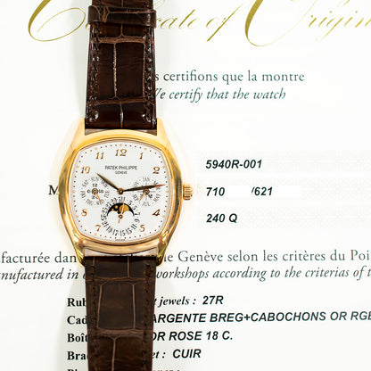Patek Philippe 5940R-001 Perpetual Calendar 37mm x 44.6mm Tonneau Case Rose Gold Self-Winding