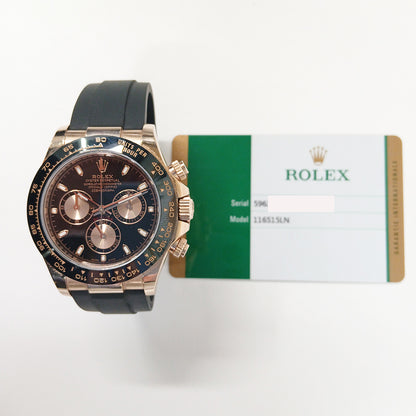 Rolex 116515LN Daytona Rose Gold Black Ceramic Bezel with Rubber Strap