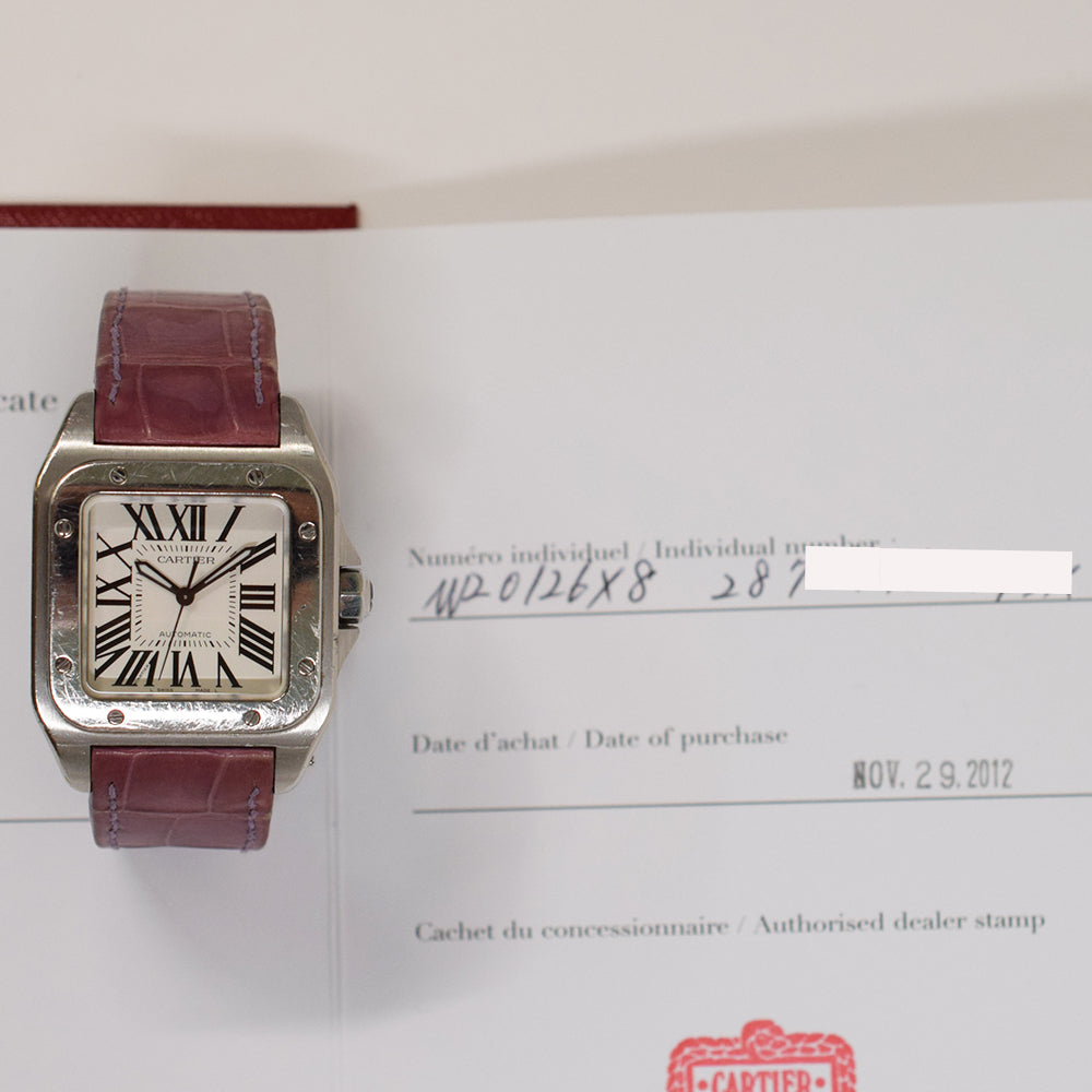 Cartier W20126X8 Santos 100 Medium 35.6mm x 41.3mm Stainless Steel Selfwinding