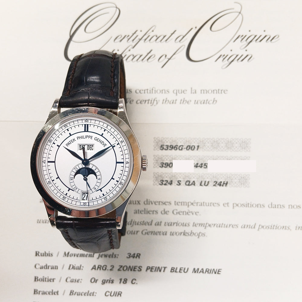 Patek Philippe 5396G-001 Annual Calendar Moon Phases 38.5mm White Gold