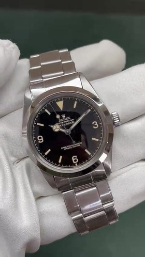 Rolex Vintage Explorer “Exclamation Dot!” 36 mm  - Year 1963 — Angled front; stock 14666
