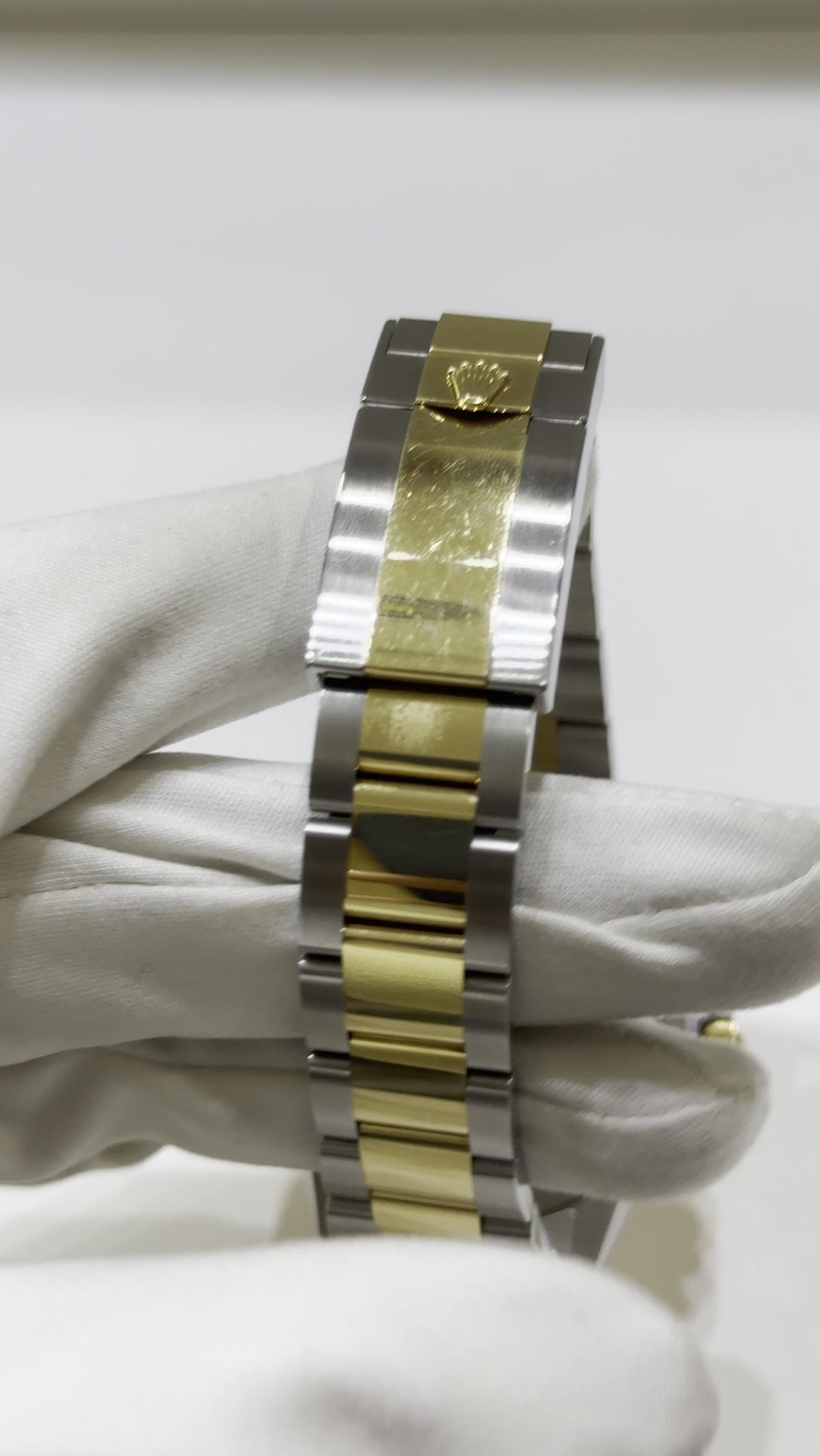 Rolex Daytona Steel and Yellow Gold — Inside clasp; stock 34355