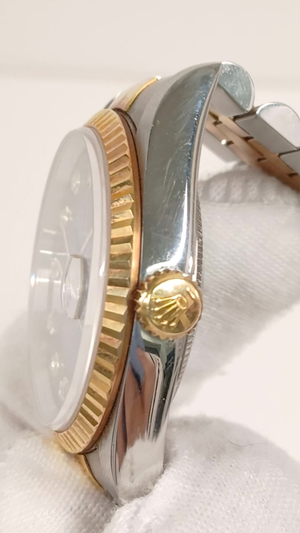 Rolex 16233G stock 37662 Crown side from vendor video
