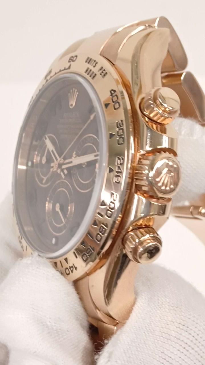Rolex 116505 stock 38414 Crown side from vendor video