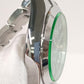 Rolex Milgauss Green Crystal — Side profile; stock 40417
