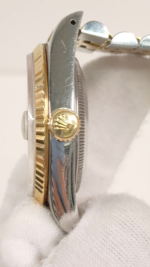 Rolex 16233G stock 42291 Crown side from vendor video
