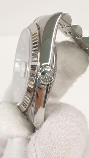 Rolex 16234G stock 52956 Crown side from vendor video