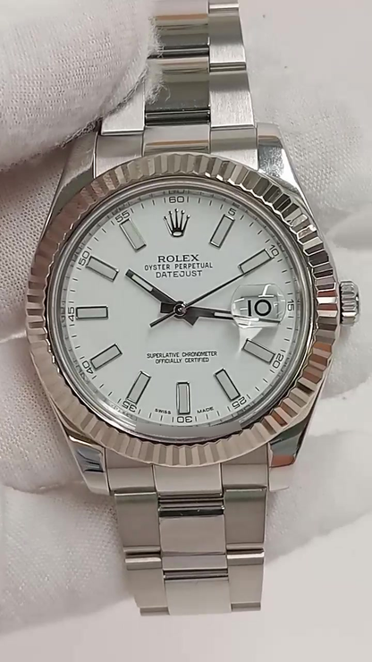 Rolex Datejust II Steel and White Gold — Front; stock 52980
