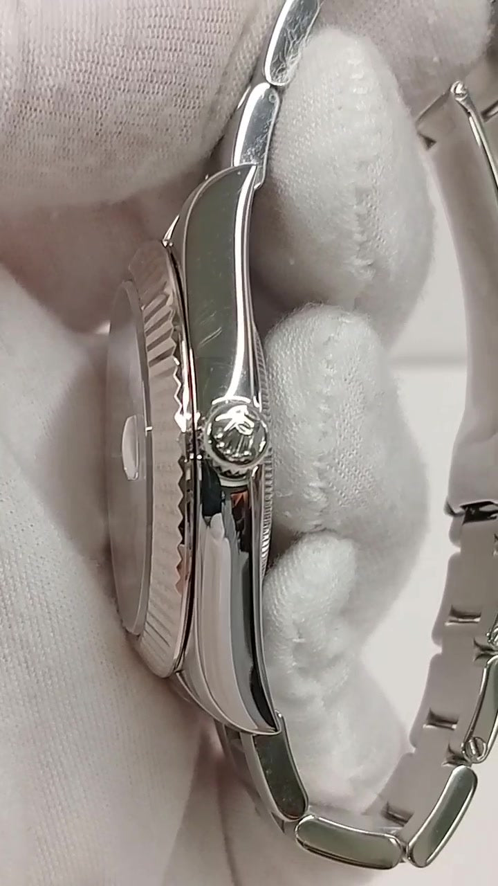 Rolex Datejust II Steel and White Gold — Crown side; stock 52980