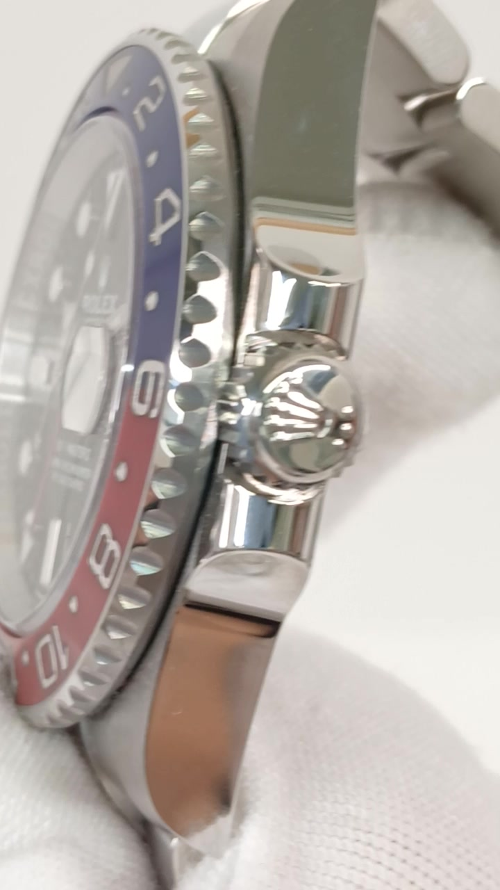 Rolex 126710BLRO stock 56557 Crown side from vendor video