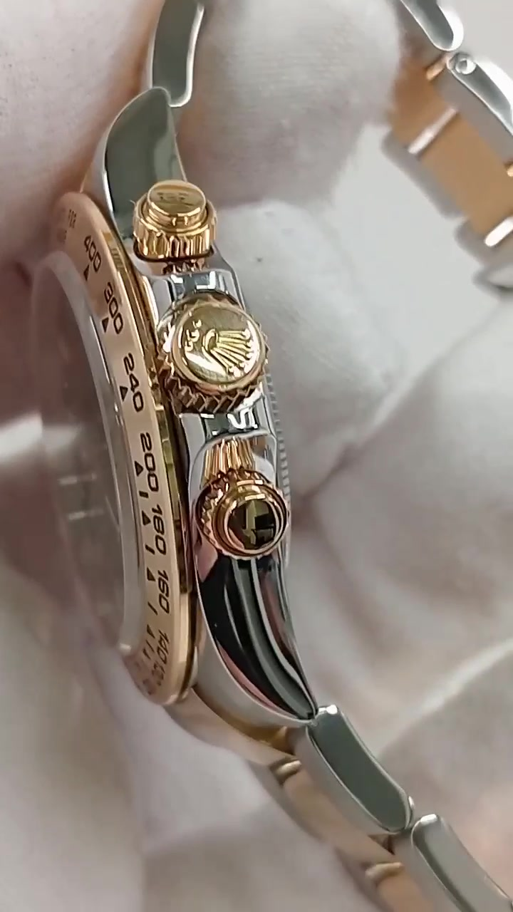 Rolex Daytona stock 60622 — Crown and pushers from vendor video