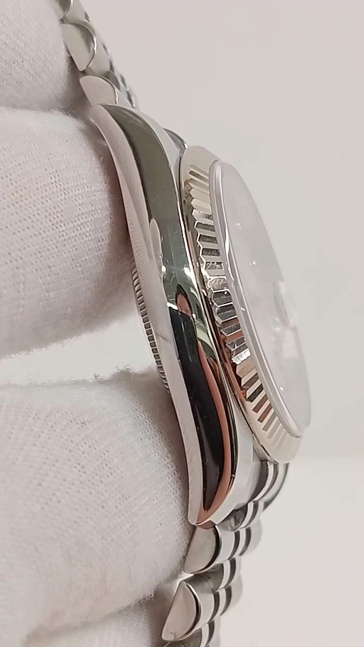 Rolex Datejust 36mm Steel and White Gold — Side profile; stock 62548