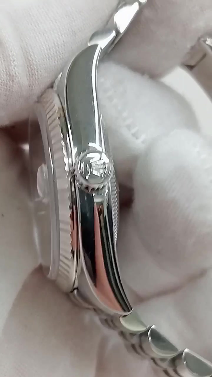 Rolex Datejust 36mm Steel and White Gold — Crown side; stock 62548