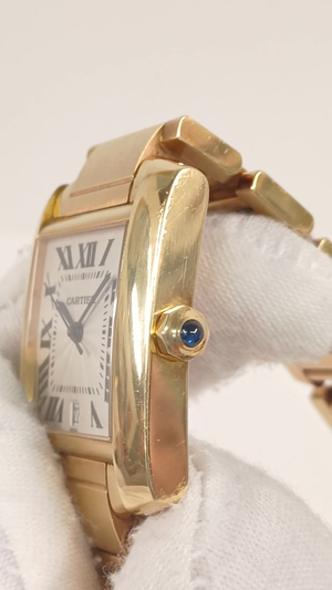 Cartier Tank Francaise stock 63876 Crown and case side from vendor video