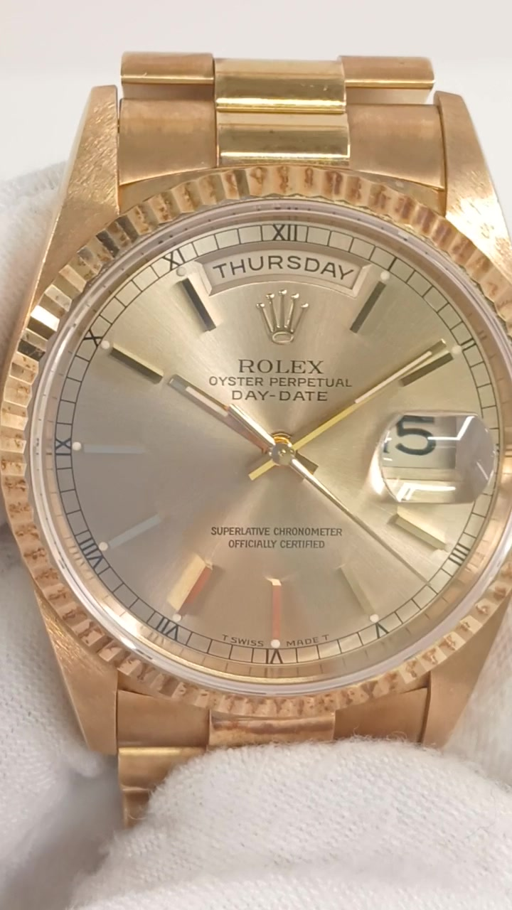 Rolex 18238 stock 64097 Front from vendor video