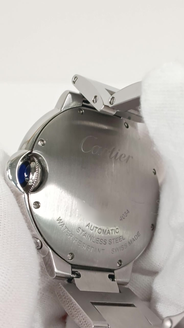 Cartier Ballon Bleu Moonphases stock 67404 Caseback from vendor video