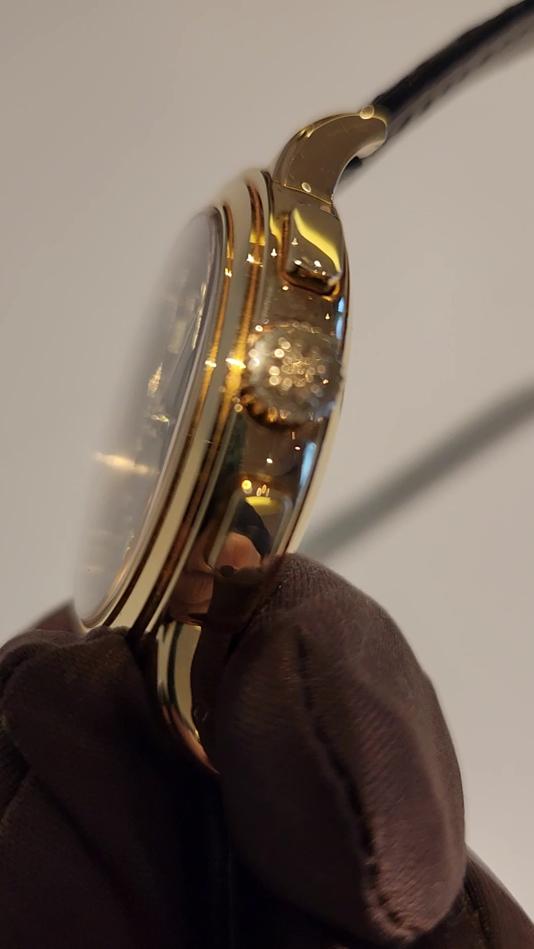 Patek Philippe Chronograph stock 73556 — Crown side from vendor video
