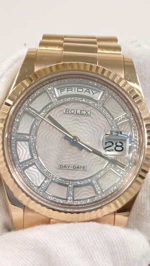 Rolex Day-Date stock 76985 — Front from vendor video