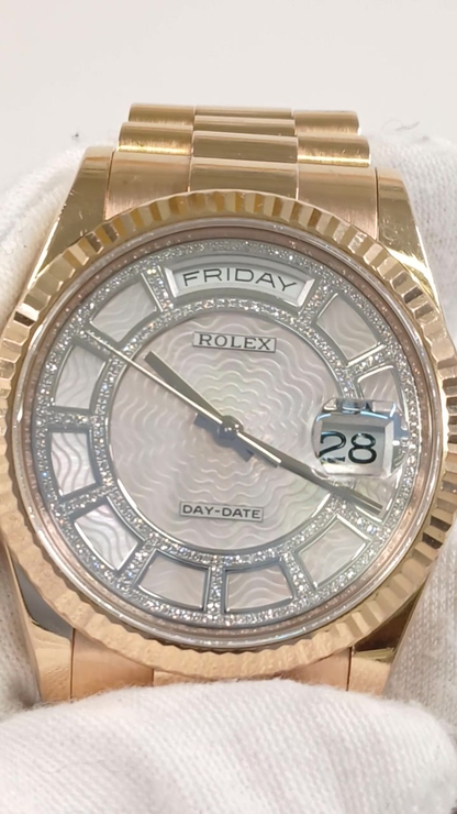 Rolex Day-Date stock 76985 — Front from vendor video
