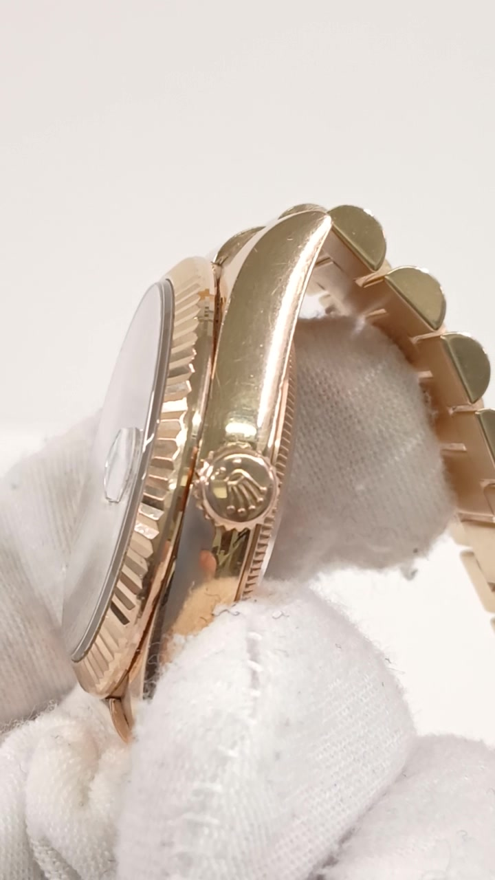 Rolex Day-Date stock 76985 — Crown side from vendor video