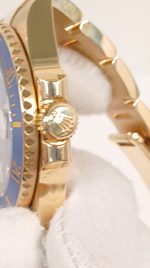 Rolex 116618LB stock 77562 Crown side from vendor video