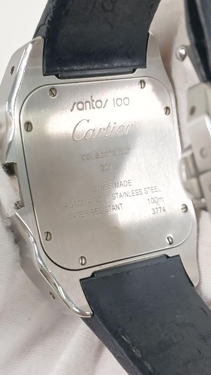 Cartier Santos stock 79281 — Caseback from vendor video