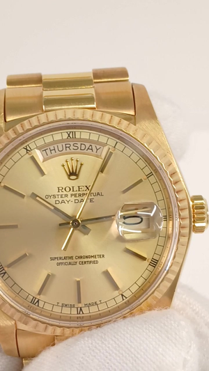 Rolex 18038 stock 85493 Front from vendor video