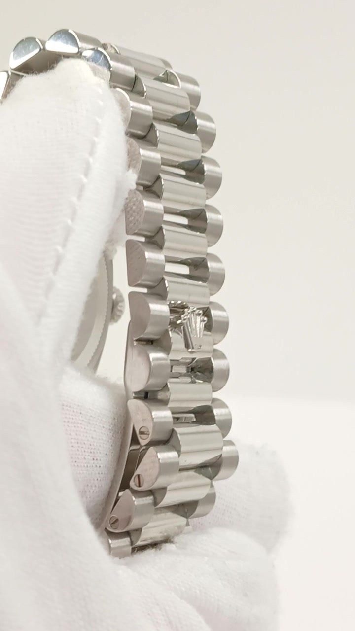 Rolex Day-Date Ref 128396TBR stock 92612 President bracelet and clasp from vendor video