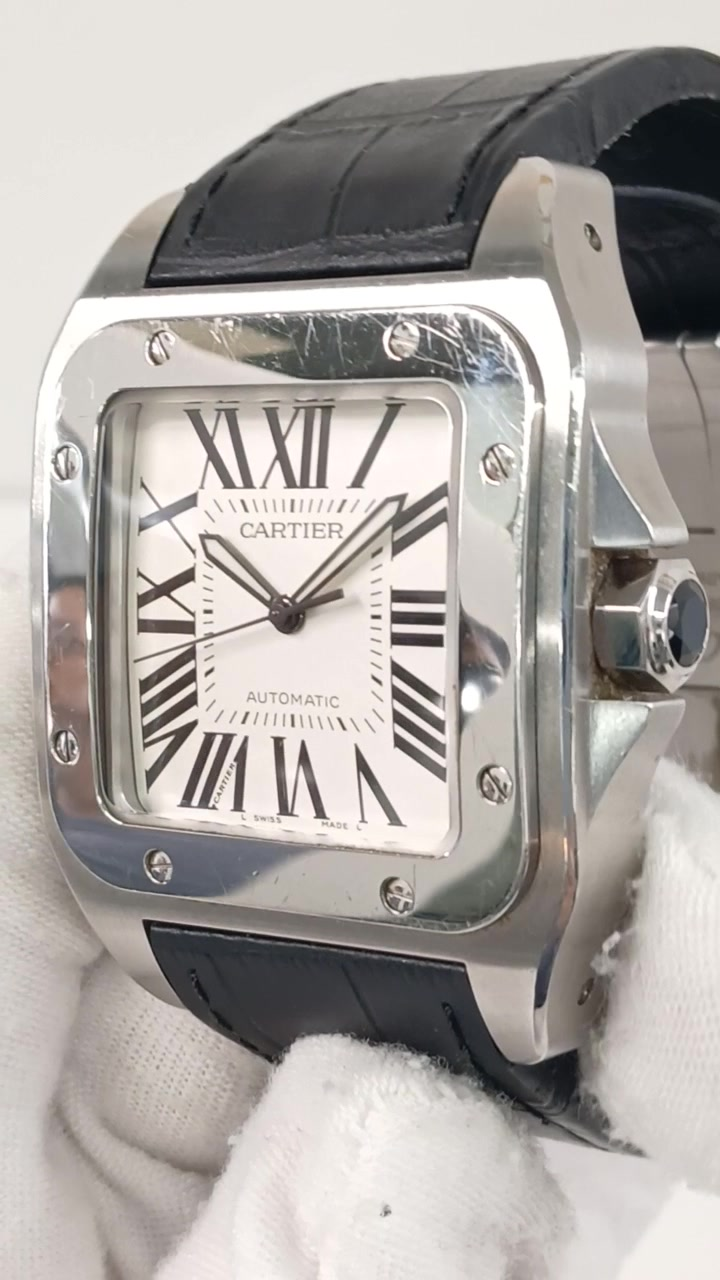 Cartier Santos 100 stock 93071 Front from vendor video