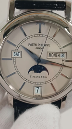 Patek Philippe Tiffany annual calendar stock 94451 — Front dial detail from vendor video