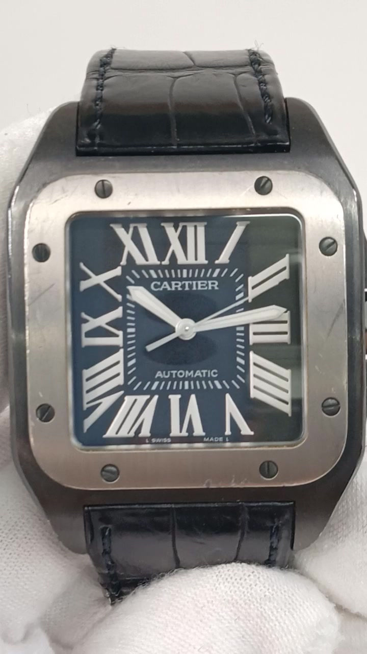 Cartier Santos stock 95524 — Front from vendor video
