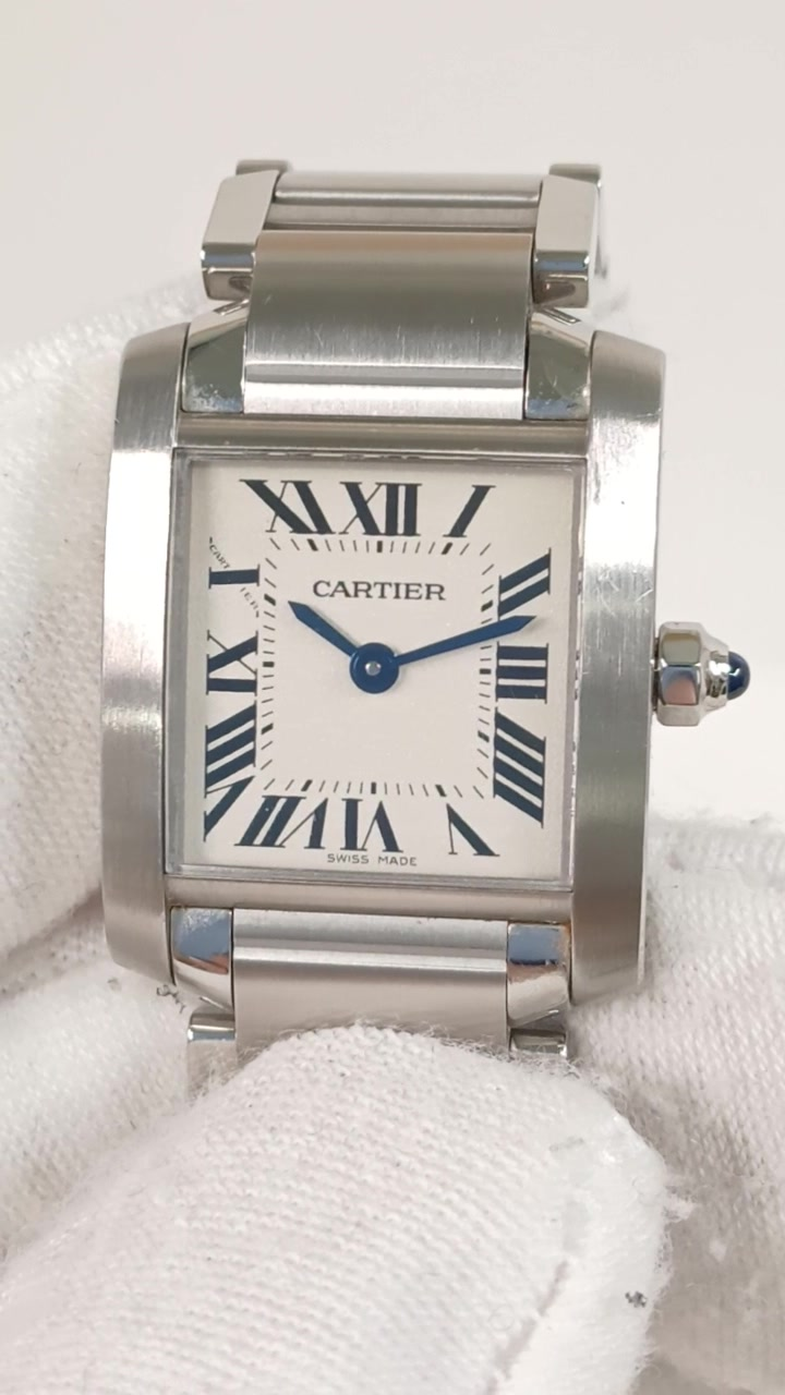 Cartier Tank stock 95775 — Front from vendor video