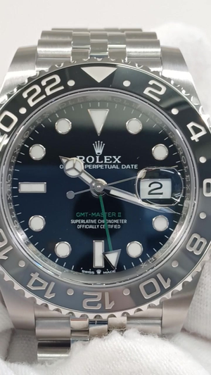 Rolex GMT-Master II Ref 126710GRNR stock 95890 Front from vendor video