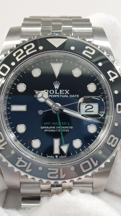 Rolex GMT-Master II Ref 126710GRNR stock 95890 Front from vendor video