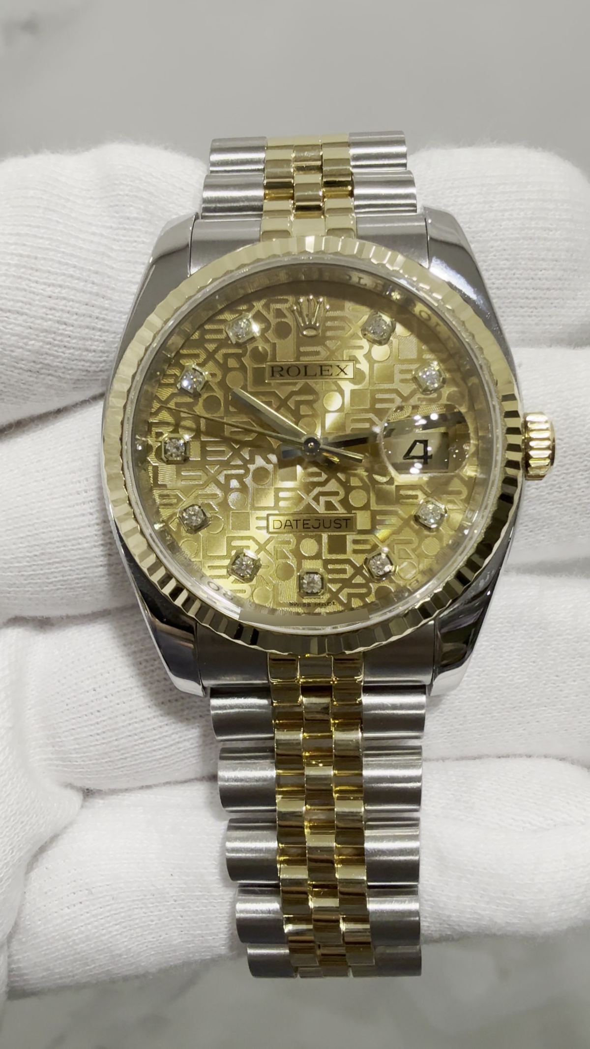 Rolex Datejust 36mm Steel and Yellow Gold — Front; stock 96545
