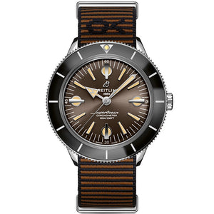 BREITLING Superocean Heritage '57 Outerknown 42MM Stainless Steel -  Brown Dial - Strap A103703A1Q1W1