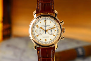 Vacheron Constantin 47120 Malte Chronograph 'Clous de Paris' 18k Rose Gold Blue Hand RARE